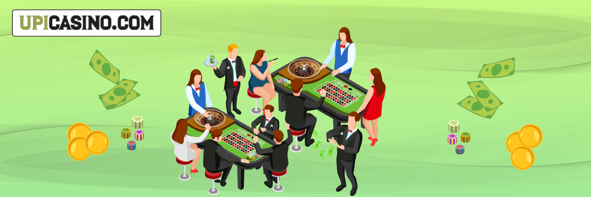 Poker table with players